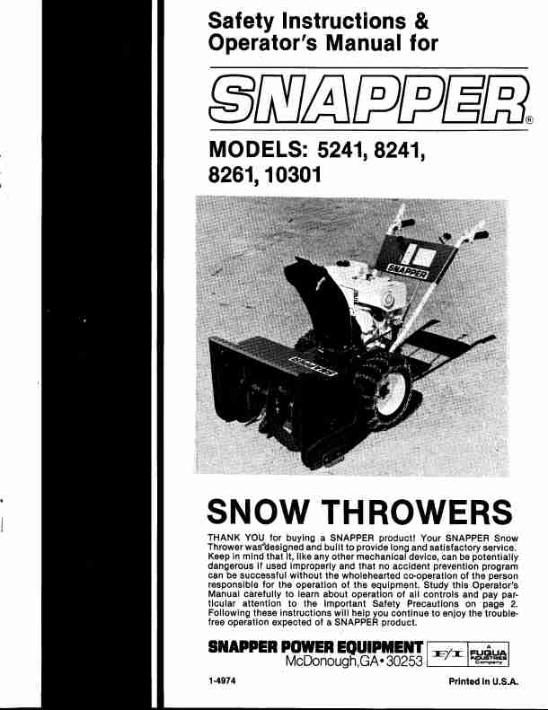 Snapper Snow Blower 10301-page_pdf
